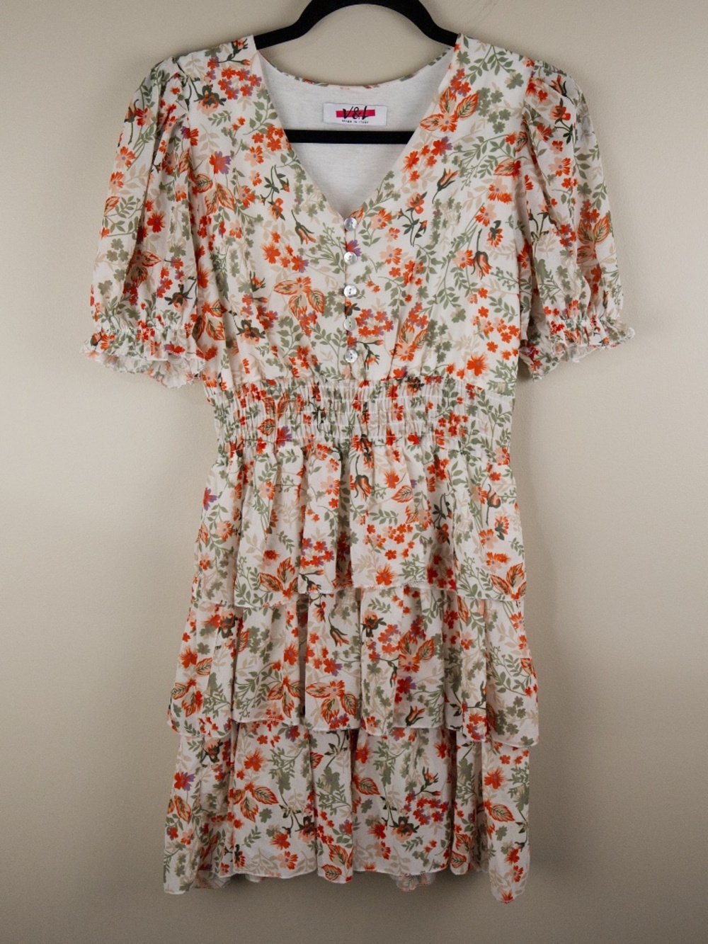 Cottagecore Puff-sleeve Floral Mini Dress Made in Italy